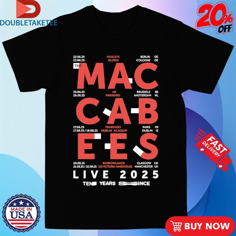 Official The Maccabees Live 2025 Tour Shirts