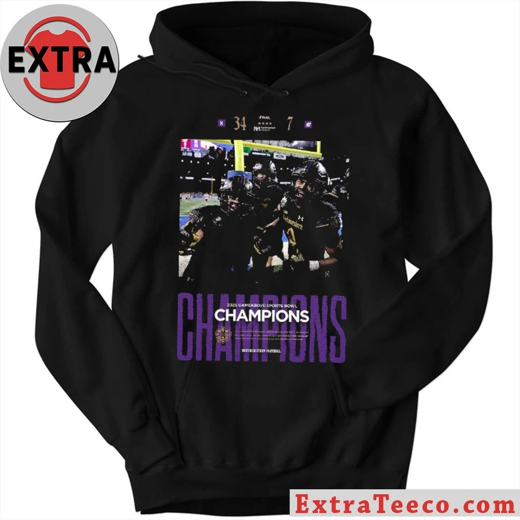 Official The Northwestern Wildcats celebrate their victory at the 2025 GameAbove Sports Bowl on December 26, 2025, with a score of 34-7 Shirt