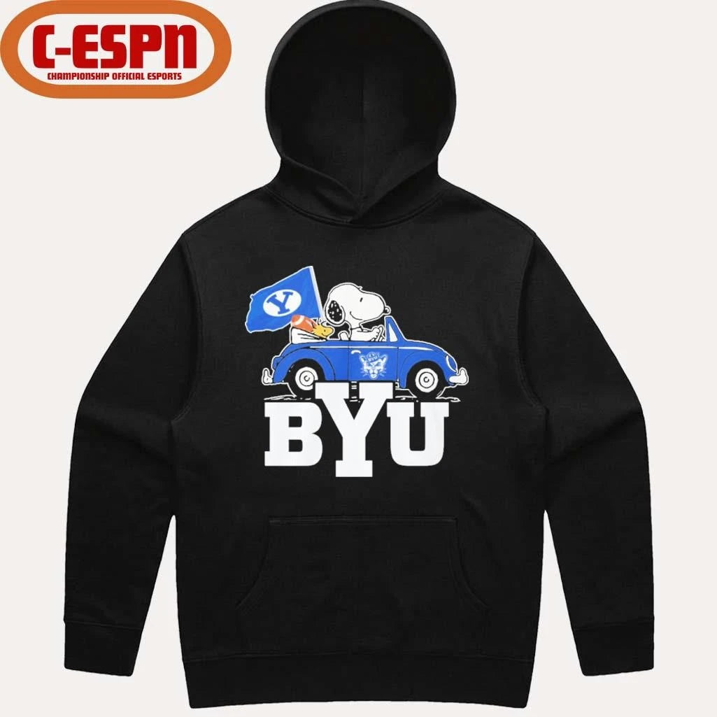 Official The Peanuts Driving Car X BYU Cougars Shirt