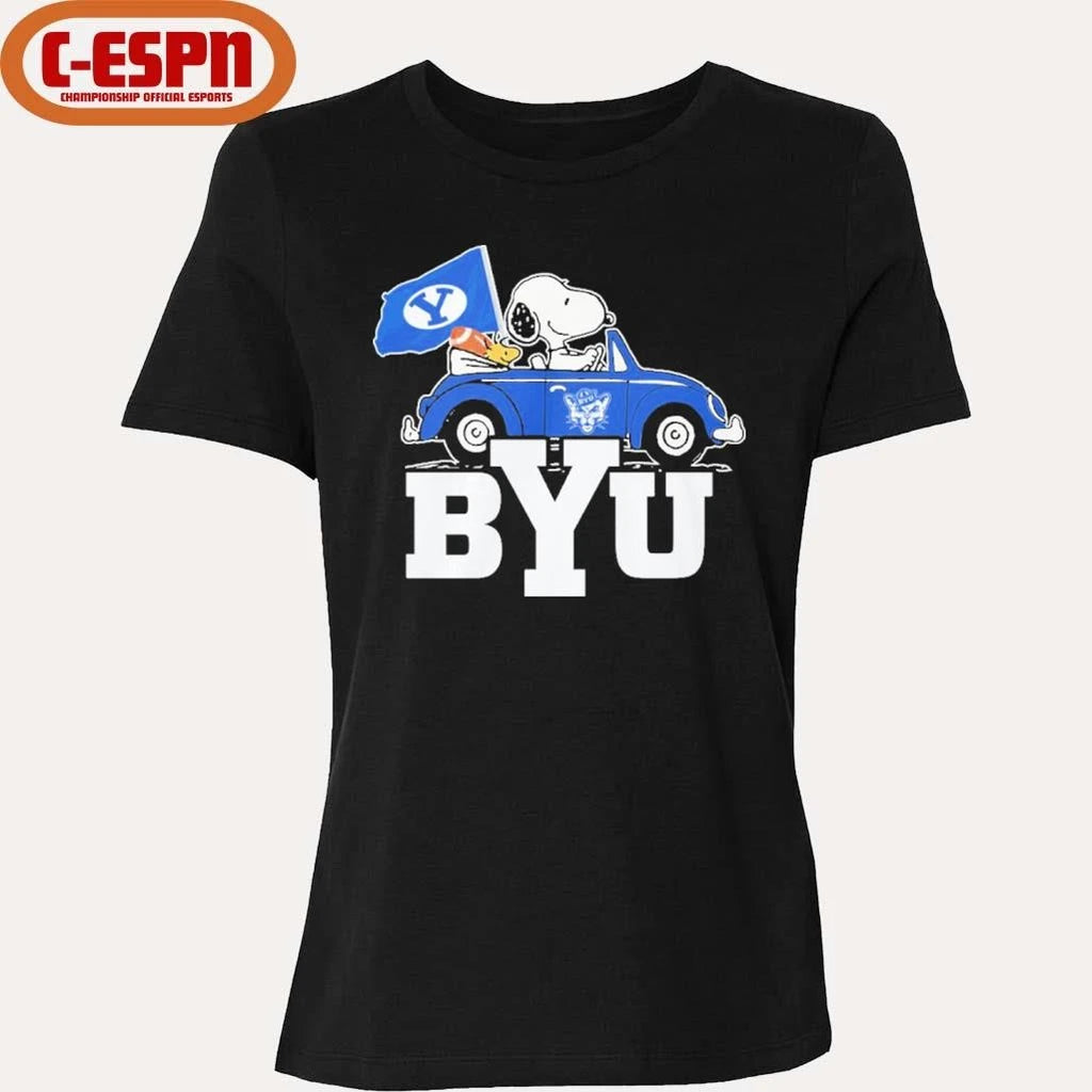 Official The Peanuts Driving Car X BYU Cougars Shirt