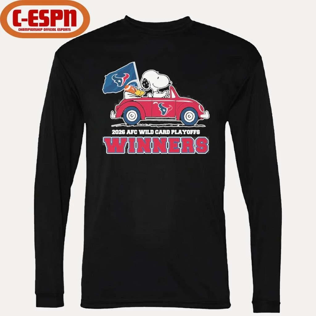 Official The Peanuts Driving Car X Houston Texans 2026 AFC Wild Card Winners Shirt