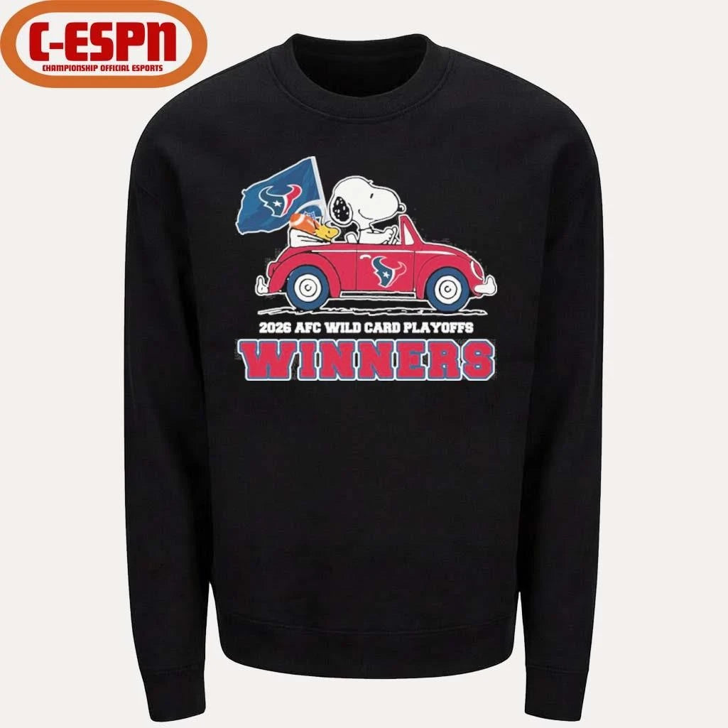 Official The Peanuts Driving Car X Houston Texans 2026 AFC Wild Card Winners Shirt