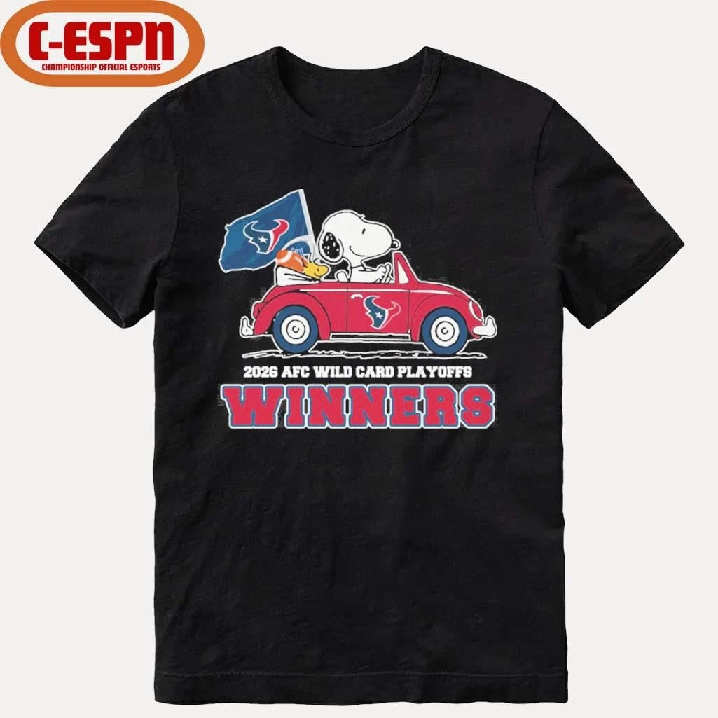 Official The Peanuts Driving Car X Houston Texans 2026 AFC Wild Card Winners Shirt