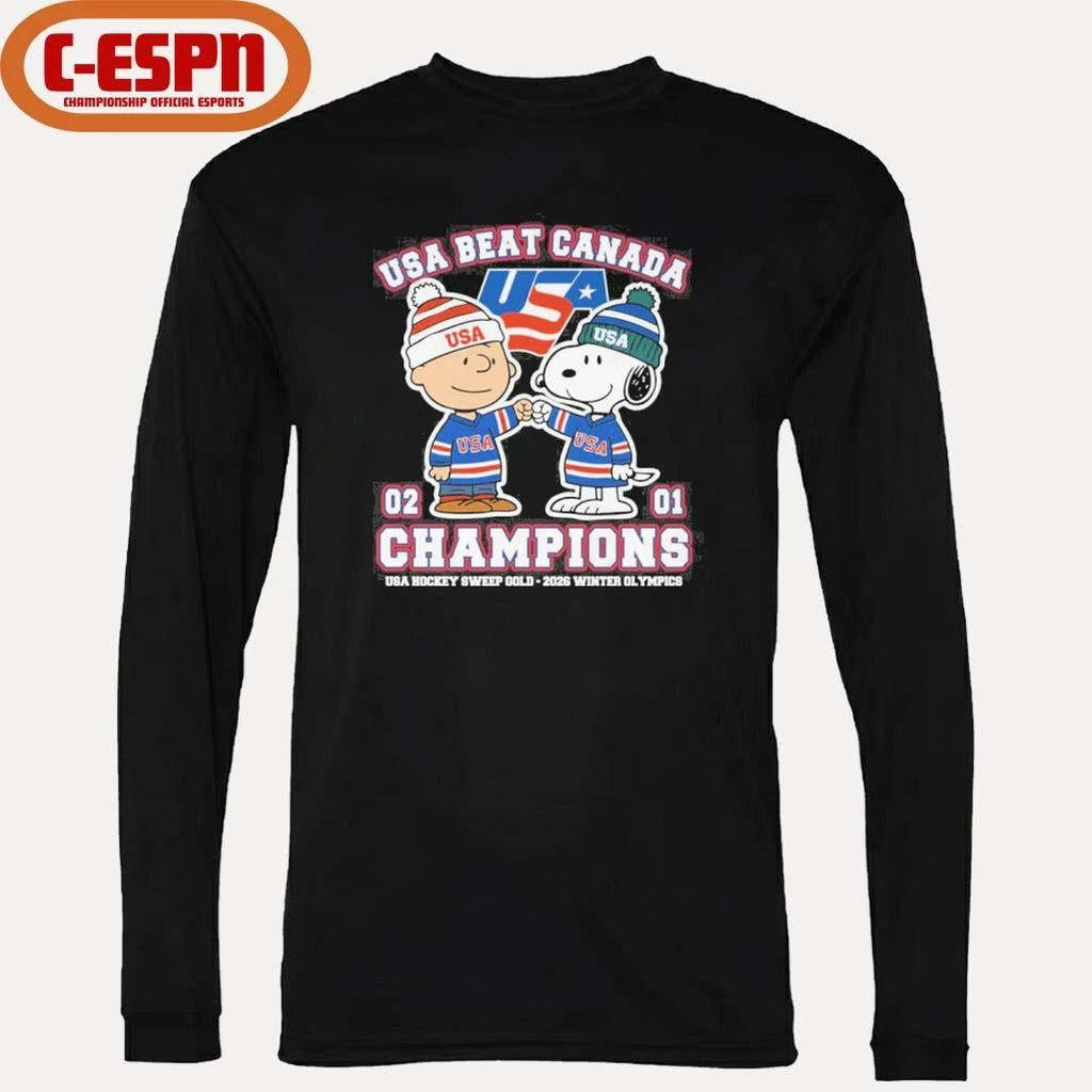 Official The Peanuts Fisbump USA Beat Canada Hockey Champions Shirt