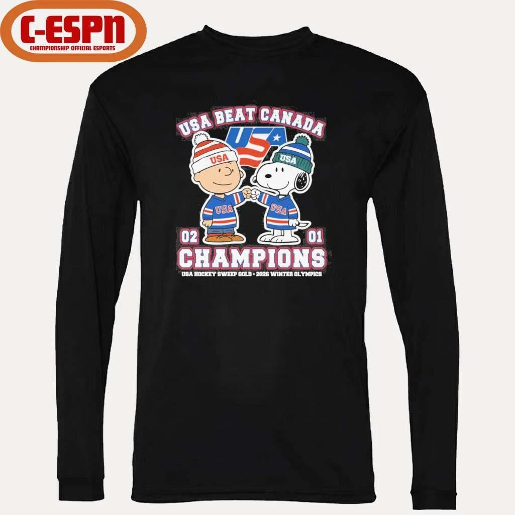 Official The Peanuts Fisbump USA Beat Canada Hockey Champions Shirt