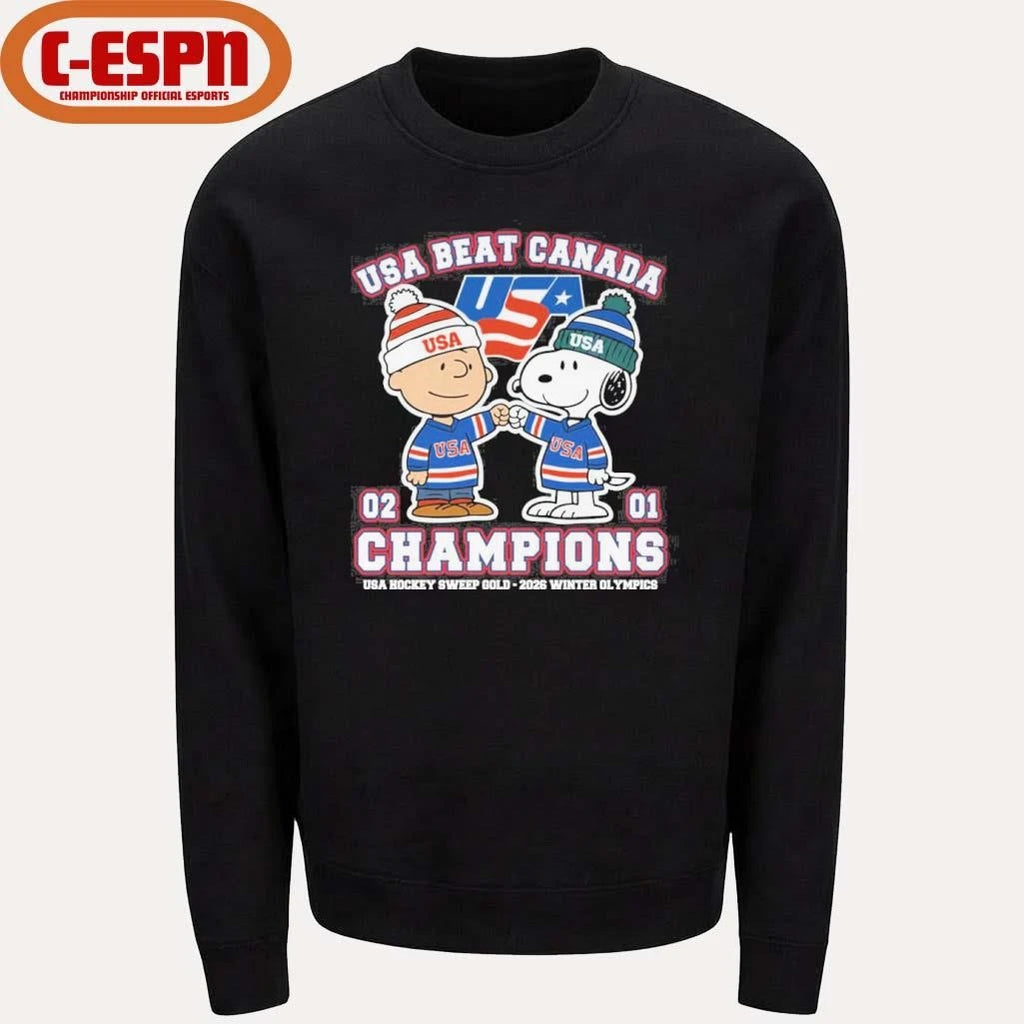 Official The Peanuts Fisbump USA Beat Canada Hockey Champions Shirt