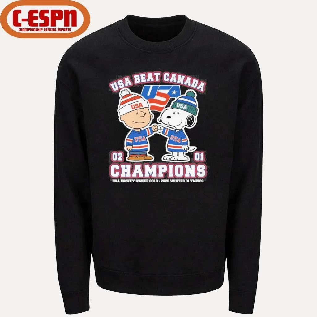 Official The Peanuts Fisbump USA Beat Canada Hockey Champions Shirt