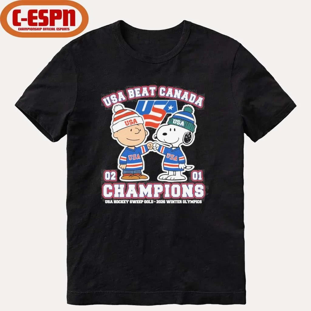 Official The Peanuts Fisbump USA Beat Canada Hockey Champions Shirt