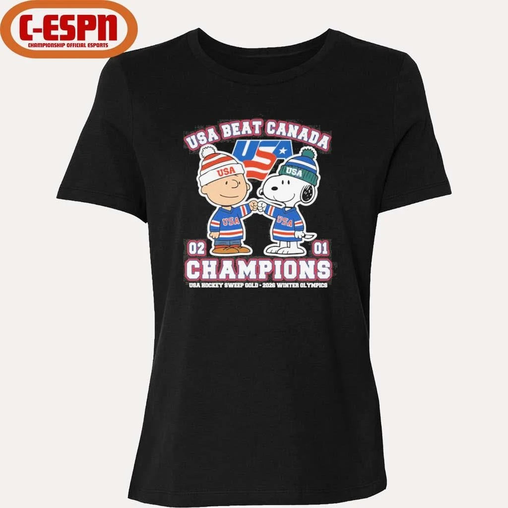 Official The Peanuts Fisbump USA Beat Canada Hockey Champions Shirt
