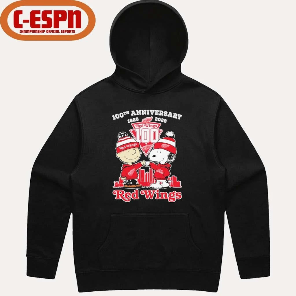 Official The Peanuts Fist Bump X Detroit Red Wings 100th Anniversary 1926-2026 Shirt