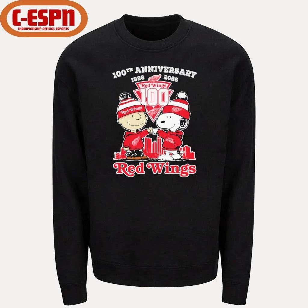 Official The Peanuts Fist Bump X Detroit Red Wings 100th Anniversary 1926-2026 Shirt