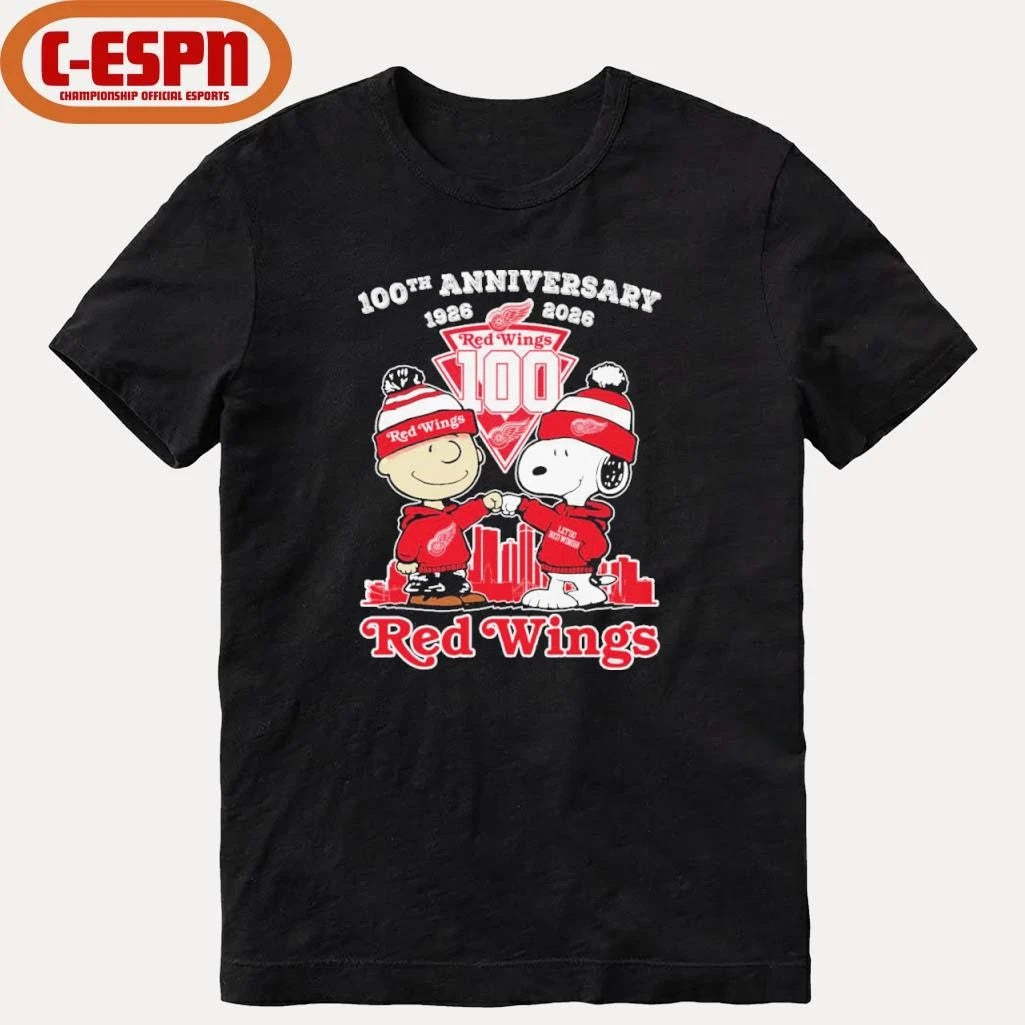 Official The Peanuts Fist Bump X Detroit Red Wings 100th Anniversary 1926-2026 Shirt