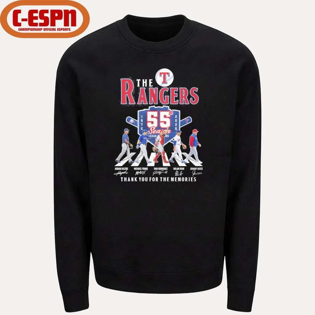 Official The Texas Rangers Abbey Road 55th Season 1972-2026 Shirt
