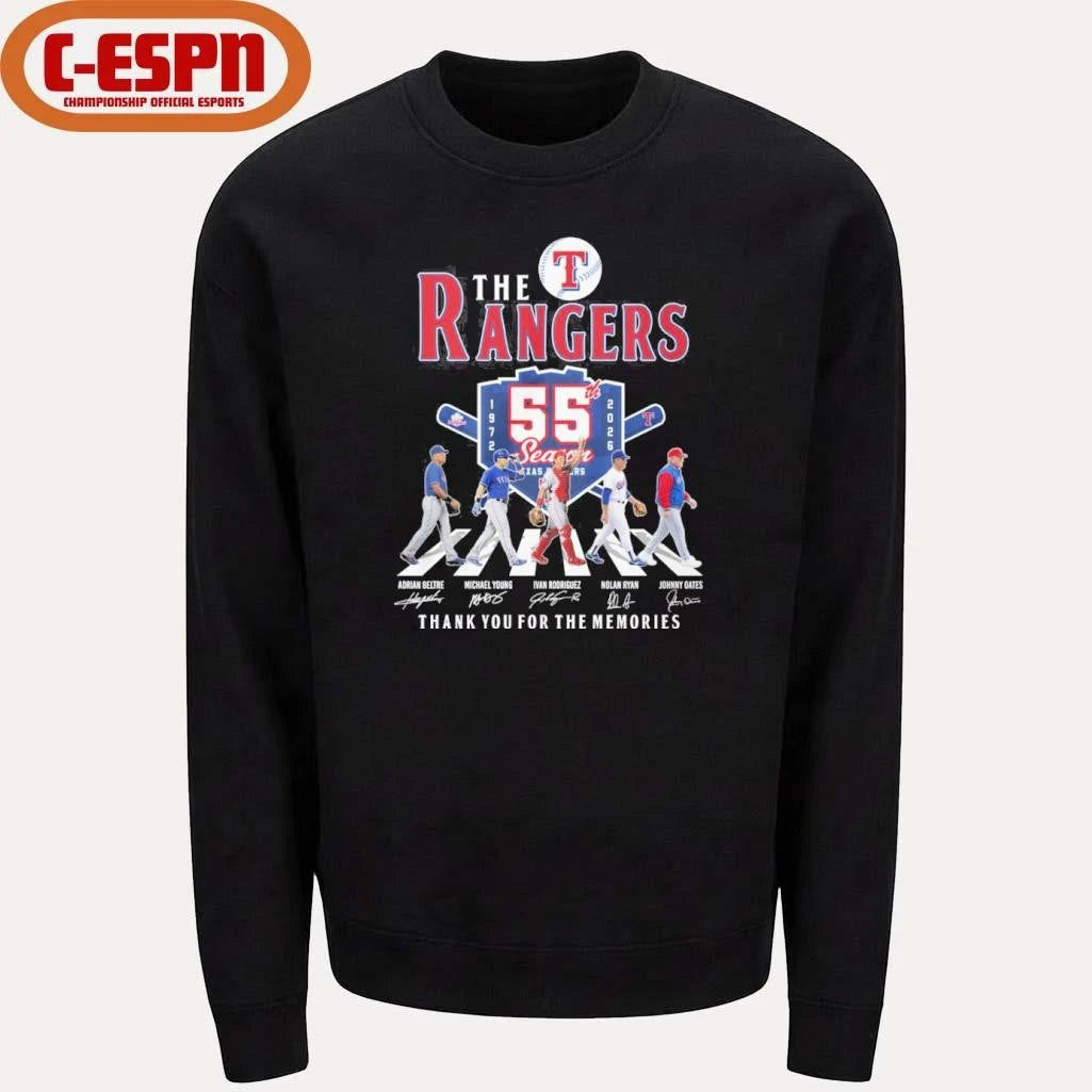 Official The Texas Rangers Abbey Road 55th Season 1972-2026 Shirt