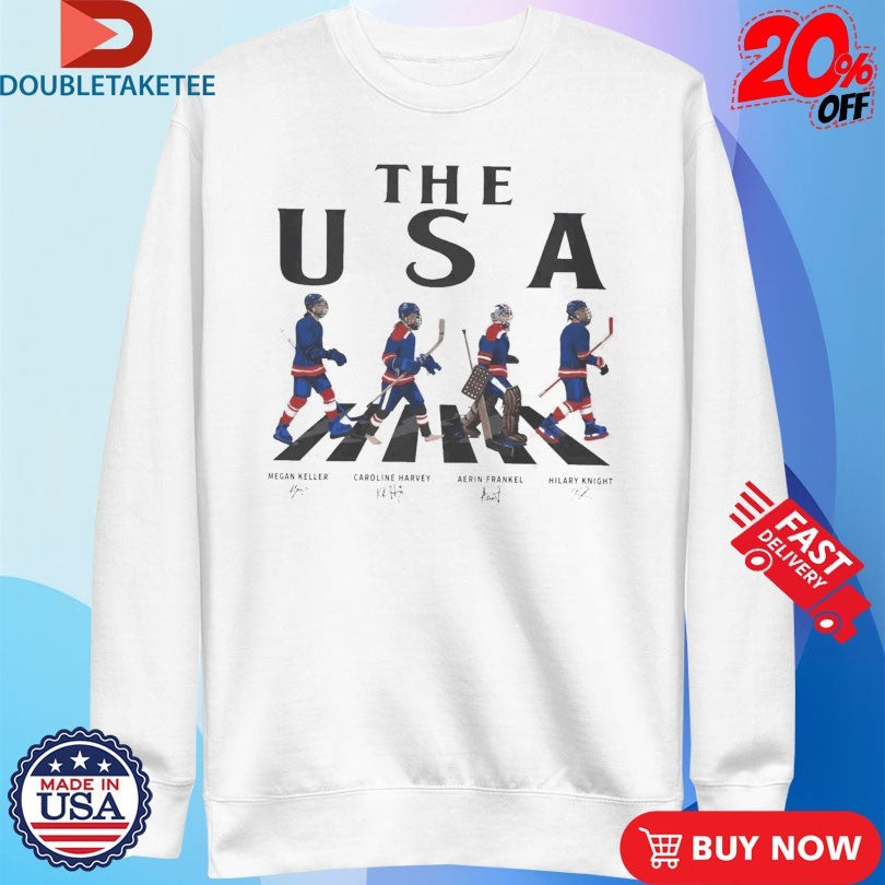 Official The USA Women’s Ice Hockey Road Abbey Signatures Shirts