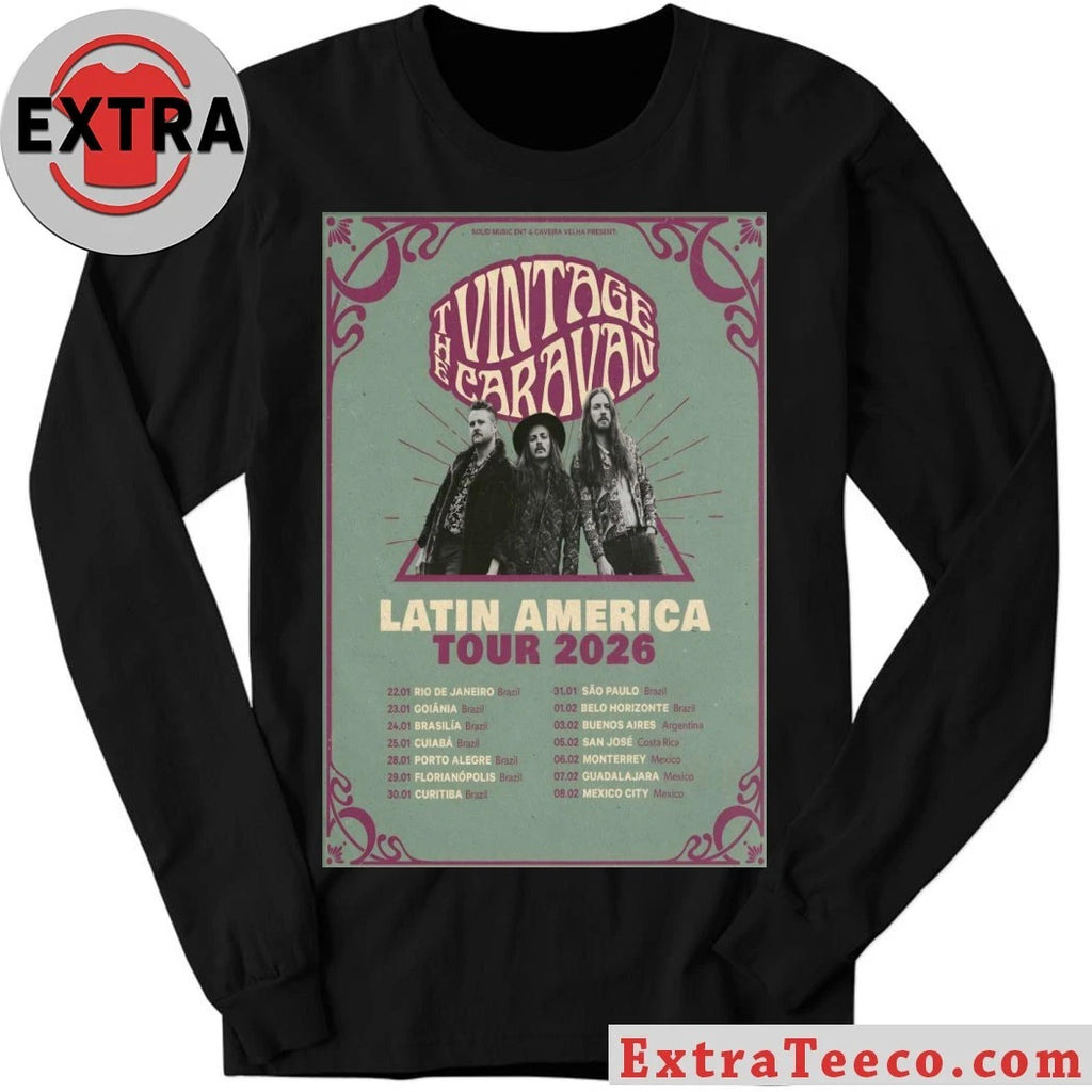 Official The Vintage Caravan Tour Latin America 2026 Poster T-Shirt