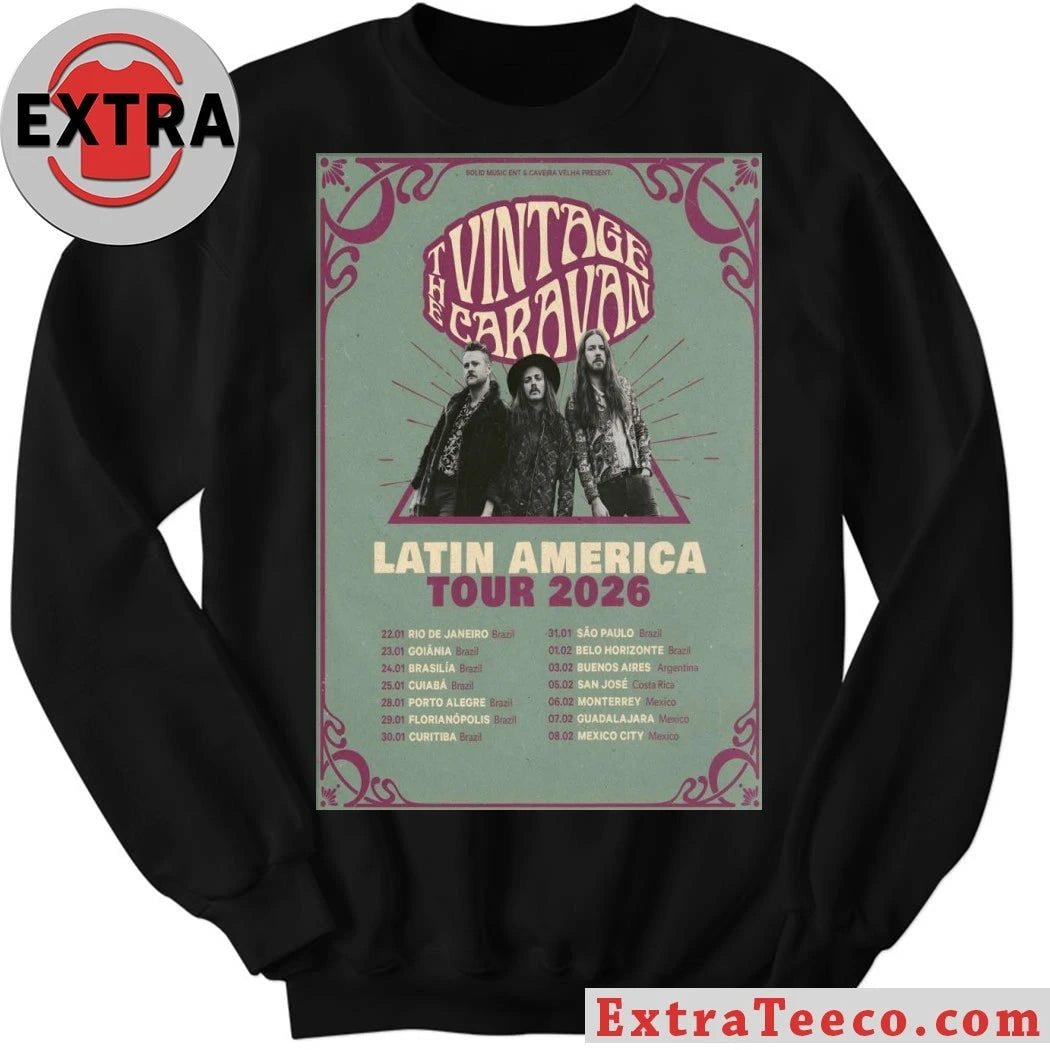 Official The Vintage Caravan Tour Latin America 2026 Poster T-Shirt
