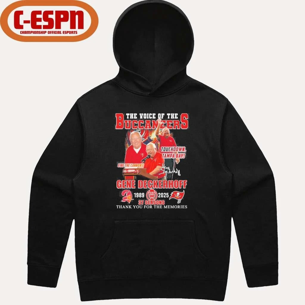 Official The Voice Of The Buccaneers Gene Deckerhoff 1989-2025 Shirt