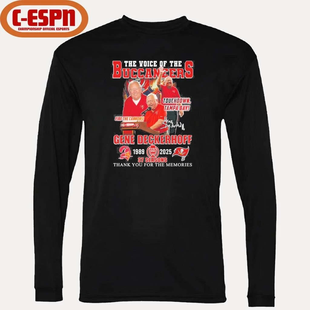 Official The Voice Of The Buccaneers Gene Deckerhoff 1989-2025 Shirt