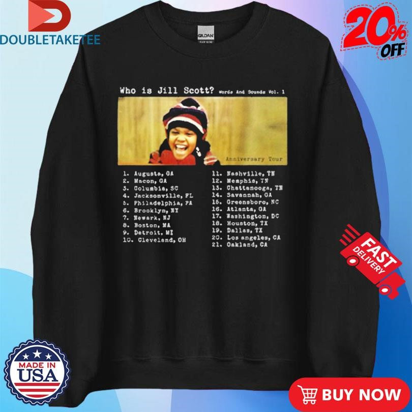 Official The Who Is Jill Scott Words And Sounds Vol 1 23 Rd Anniversary Tour Shirts