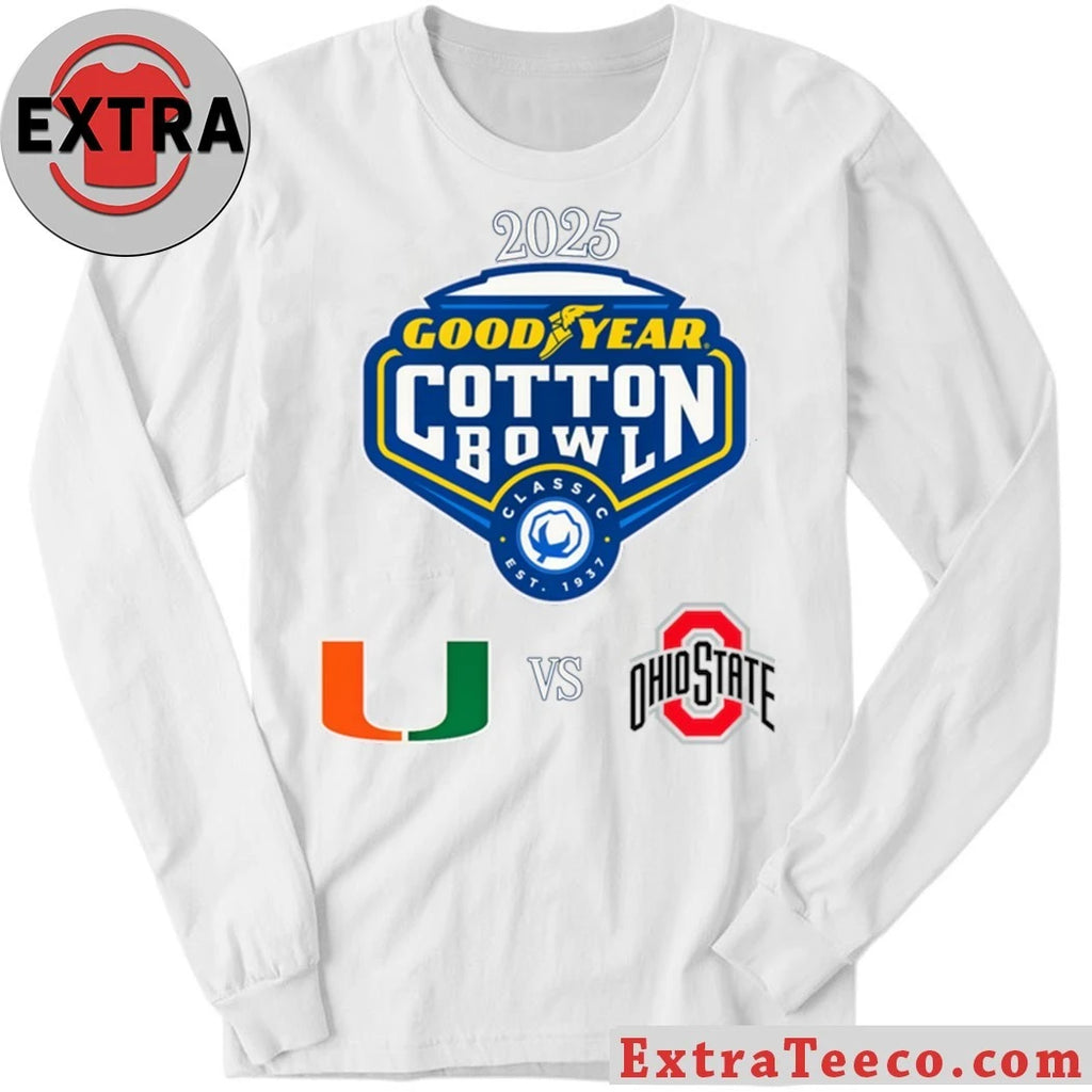 Official The upcoming 2025 Goodyear Cotton Bowl Classic College Football Playoff (CFP) Quarterfinal game between Miami (Florida.) and Ohio State Shirt