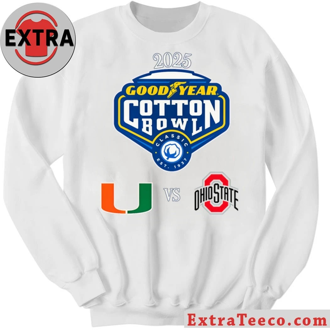Official The upcoming 2025 Goodyear Cotton Bowl Classic College Football Playoff (CFP) Quarterfinal game between Miami (Florida.) and Ohio State Shirt