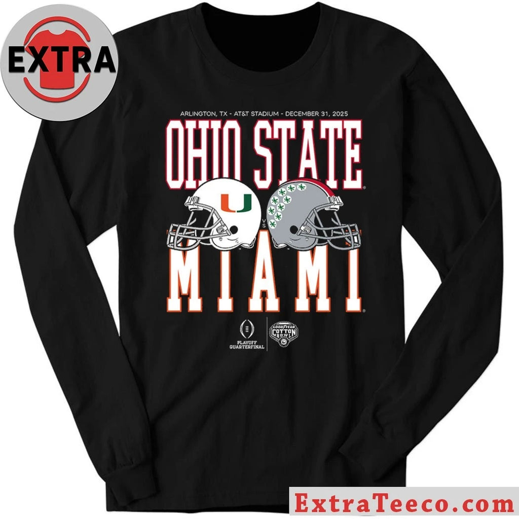 Official The upcoming Cotton Bowl Goodyear Playoff quarterfinal between Ohio State and Miami will take place on December 31, 2025, at AT&amp;T Stadium in Arlington, TX Shirt – Copy