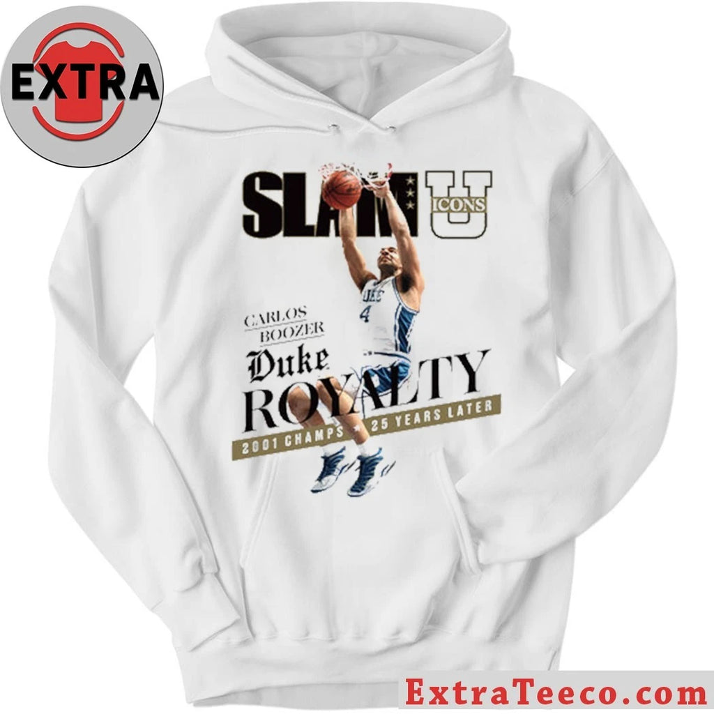 Official This commemorative T-shirt from the SLAM U ICONS collection honors Duke’s 2001 national championship team, featuring player Carlos Boozer