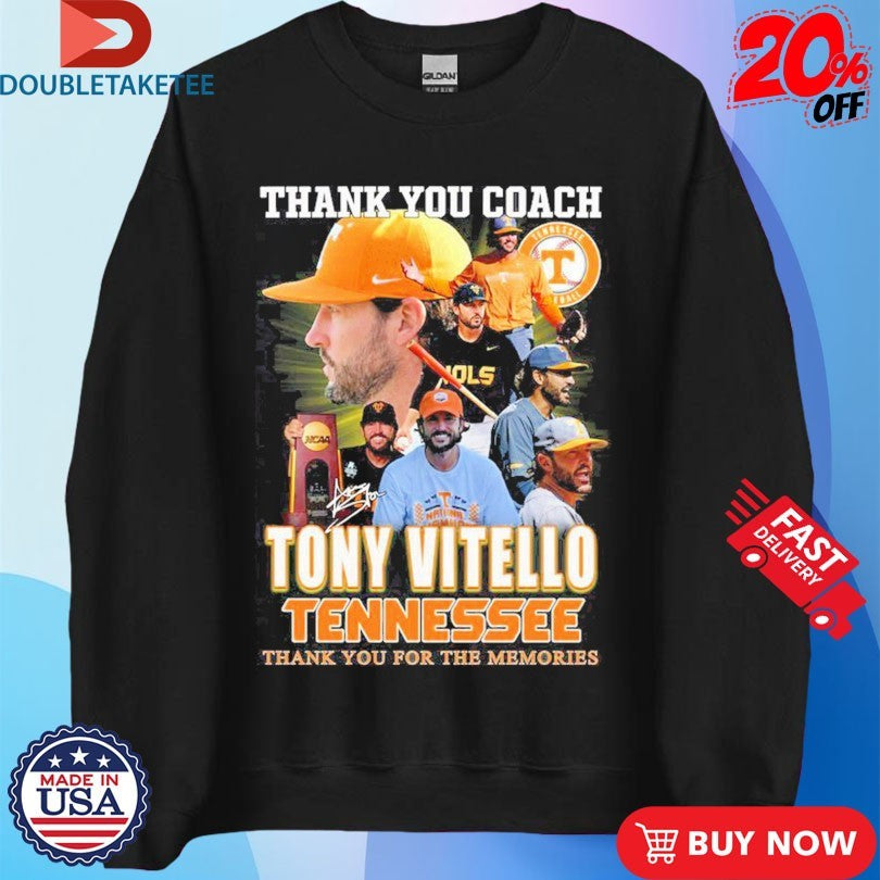 Official Tony Vitello Tennessee Vols 2025 Thank You Coach For The Memories Shirts