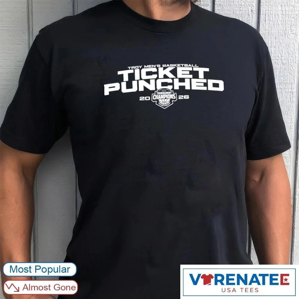 Official Troy Trojans Men’s Basketball 2026 Ticket Punched T-Shirt For Fans