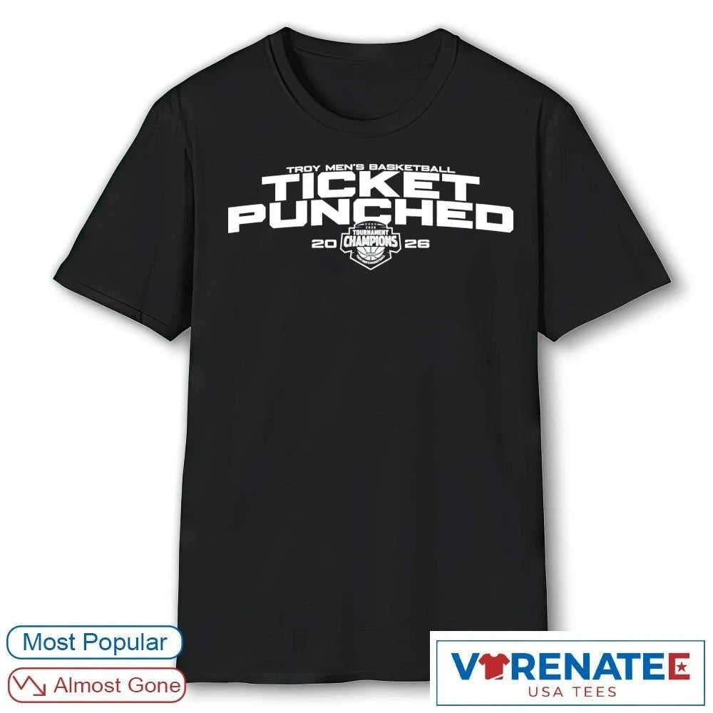 Official Troy Trojans Men’s Basketball 2026 Ticket Punched T-Shirt For Fans