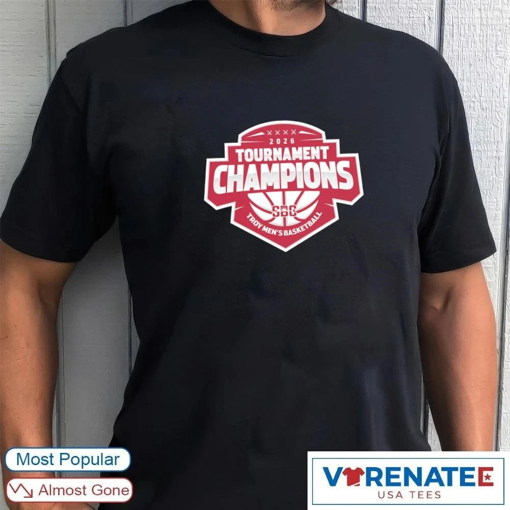 Official Troy Trojans Men’s Basketball 2026 Tournament Champions Sun Belt Conference T-Shirt For Fans