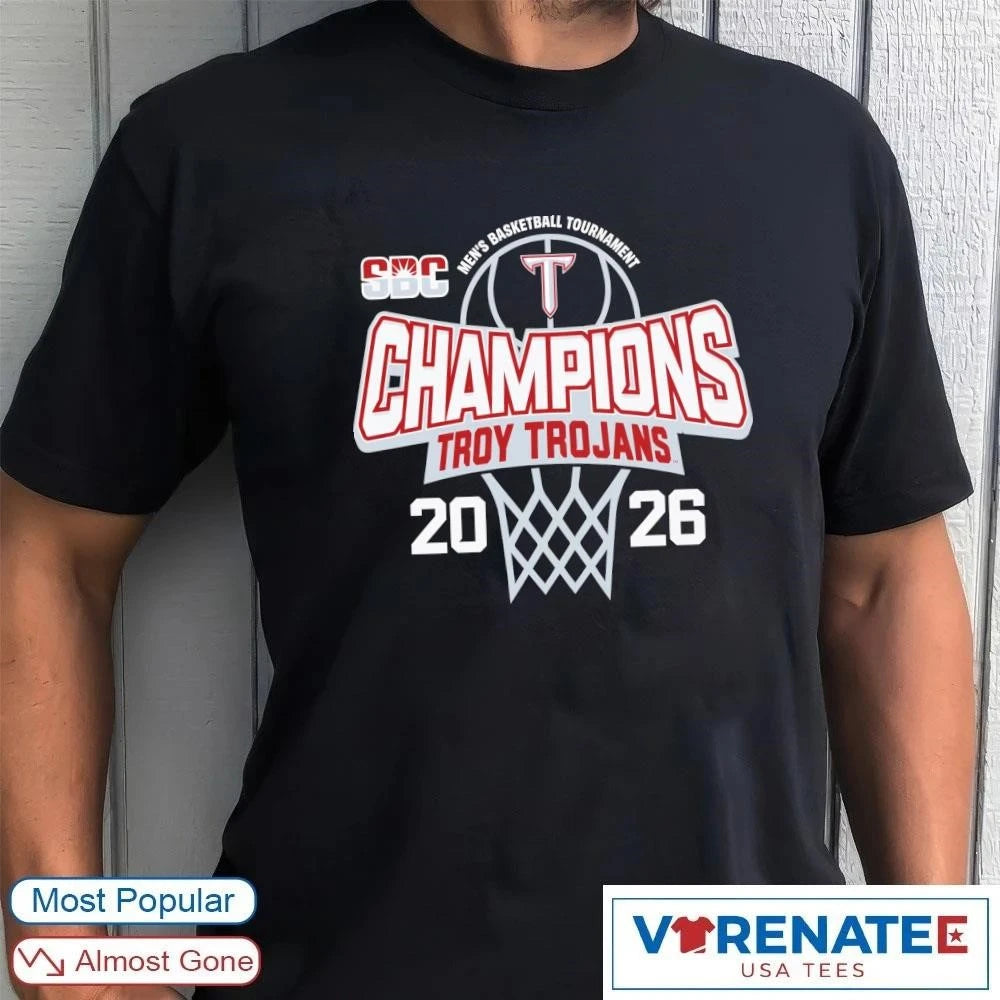 Official Troy University Trojans 2026 Sun Belt Men’s Basketball Tournament Champions T-Shirt For Fans