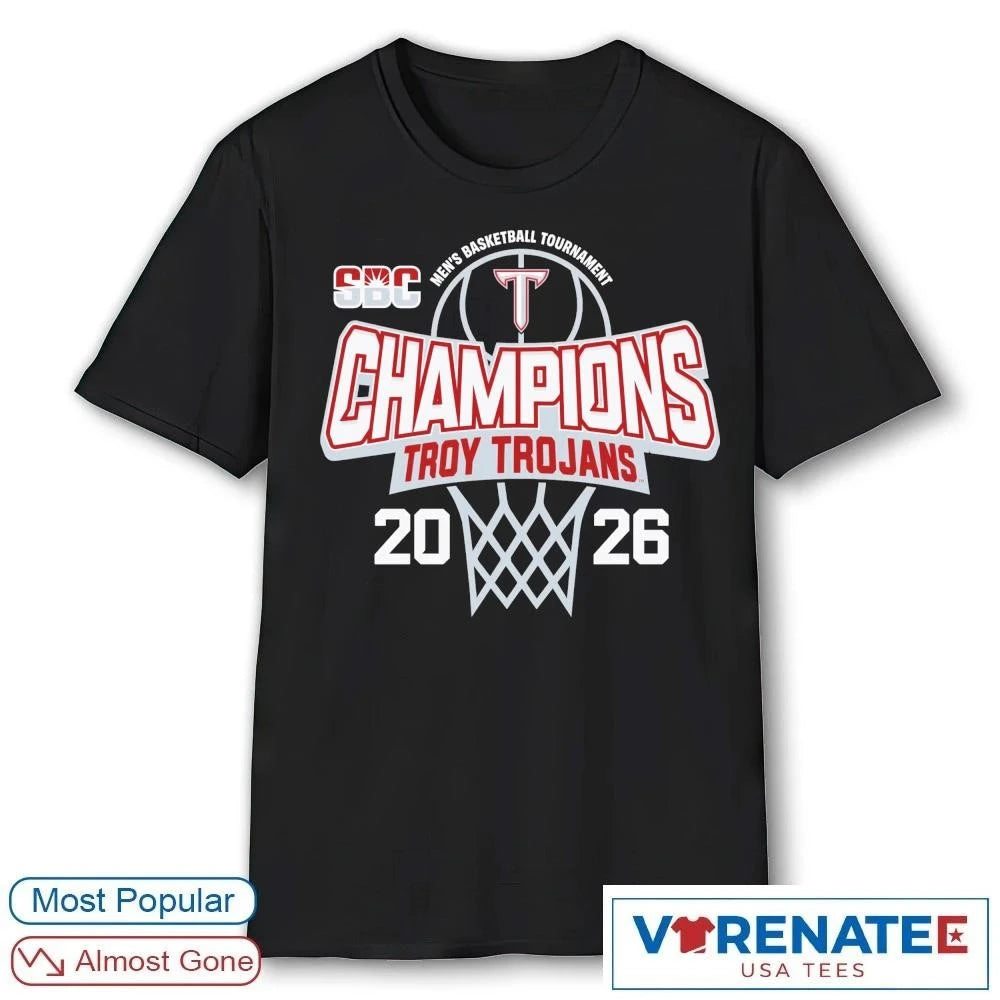 Official Troy University Trojans 2026 Sun Belt Men’s Basketball Tournament Champions T-Shirt For Fans