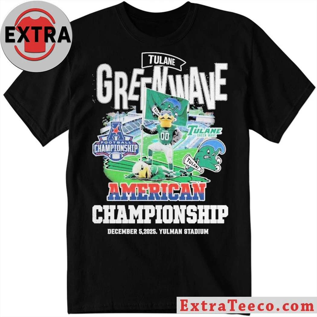 Official Tulane Green Wave American Championship December 5 2025 Yulman Stadium Victory Logo T-Shirt