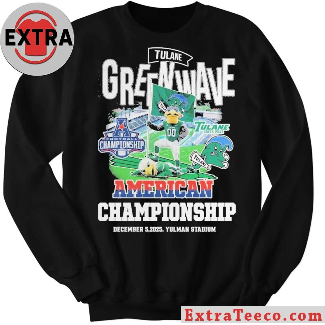 Official Tulane Green Wave American Championship December 5 2025 Yulman Stadium Victory Logo T-Shirt
