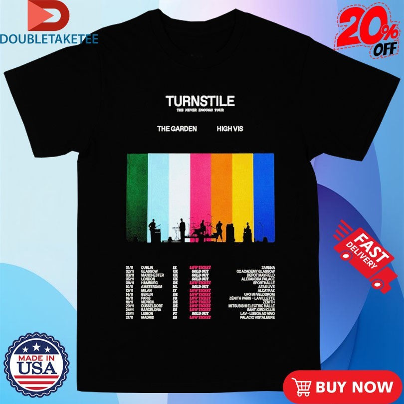 Official Turnstile The Garden High Vis Punk Hardcore 2025 Tour Shirts