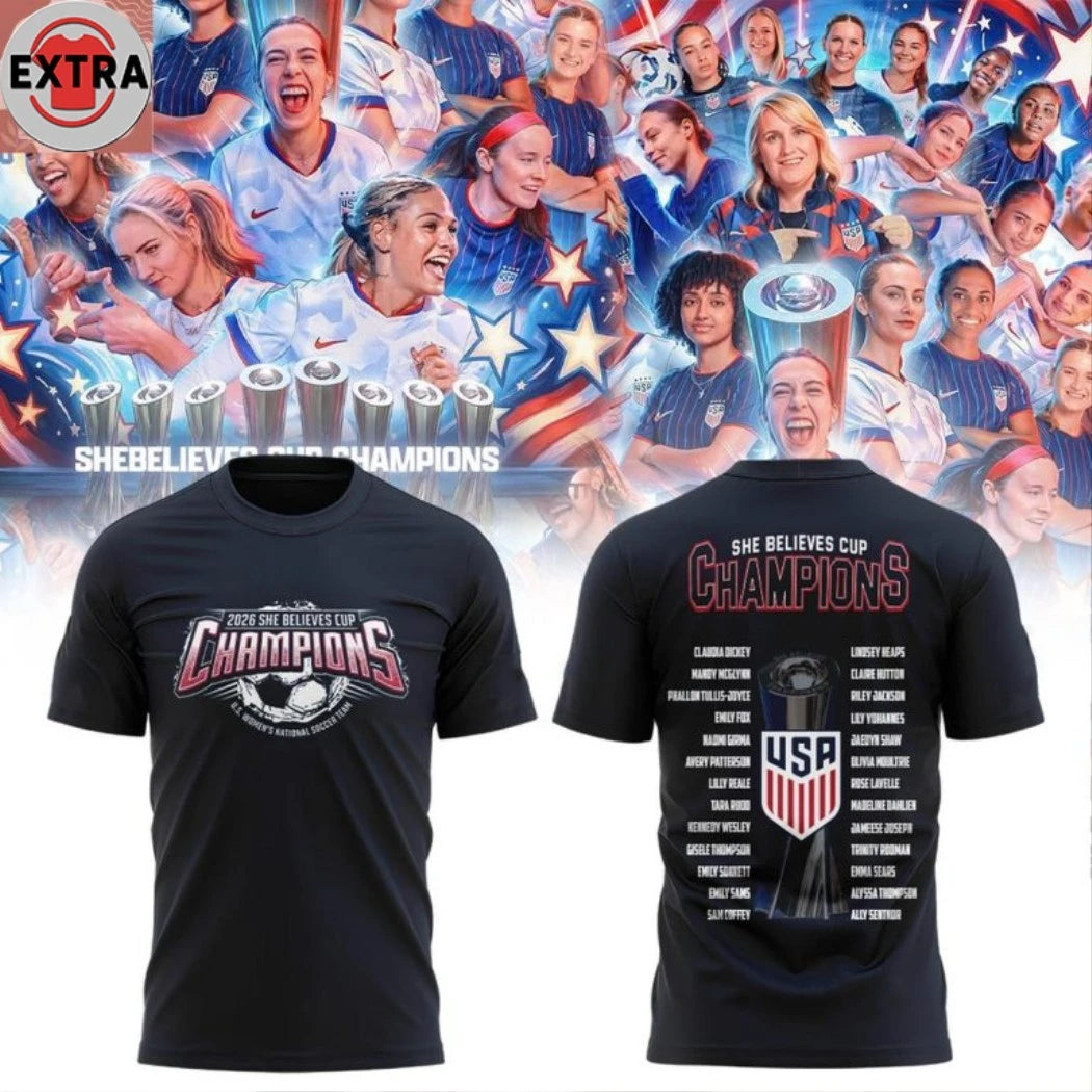 Official U.S. Women’s National Soccer Team x She Believes Cup Champions 2026 All Player Logo Two Sided Shirt