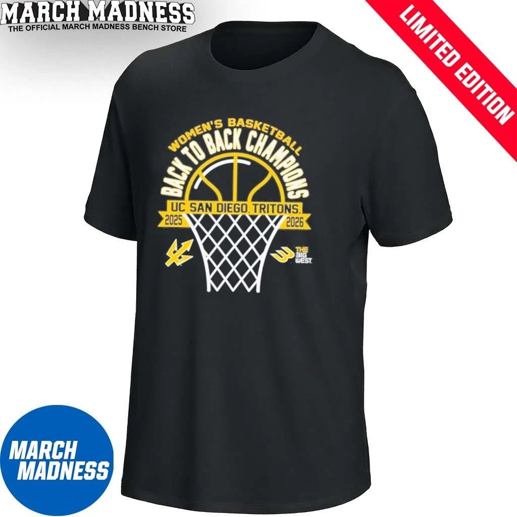 Official UC San Diego Tritons Back 2 Back Big West Women’s Basketball Tournament Champions Shirt