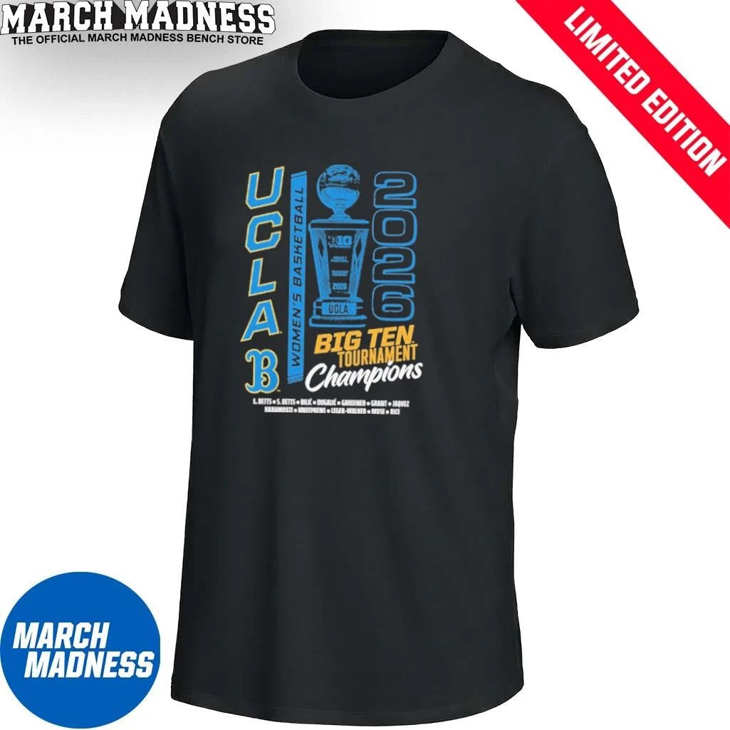 Official UCLA Women’s Basketball 2026 Big Ten Tournament Champions Trophy T-Shirt
