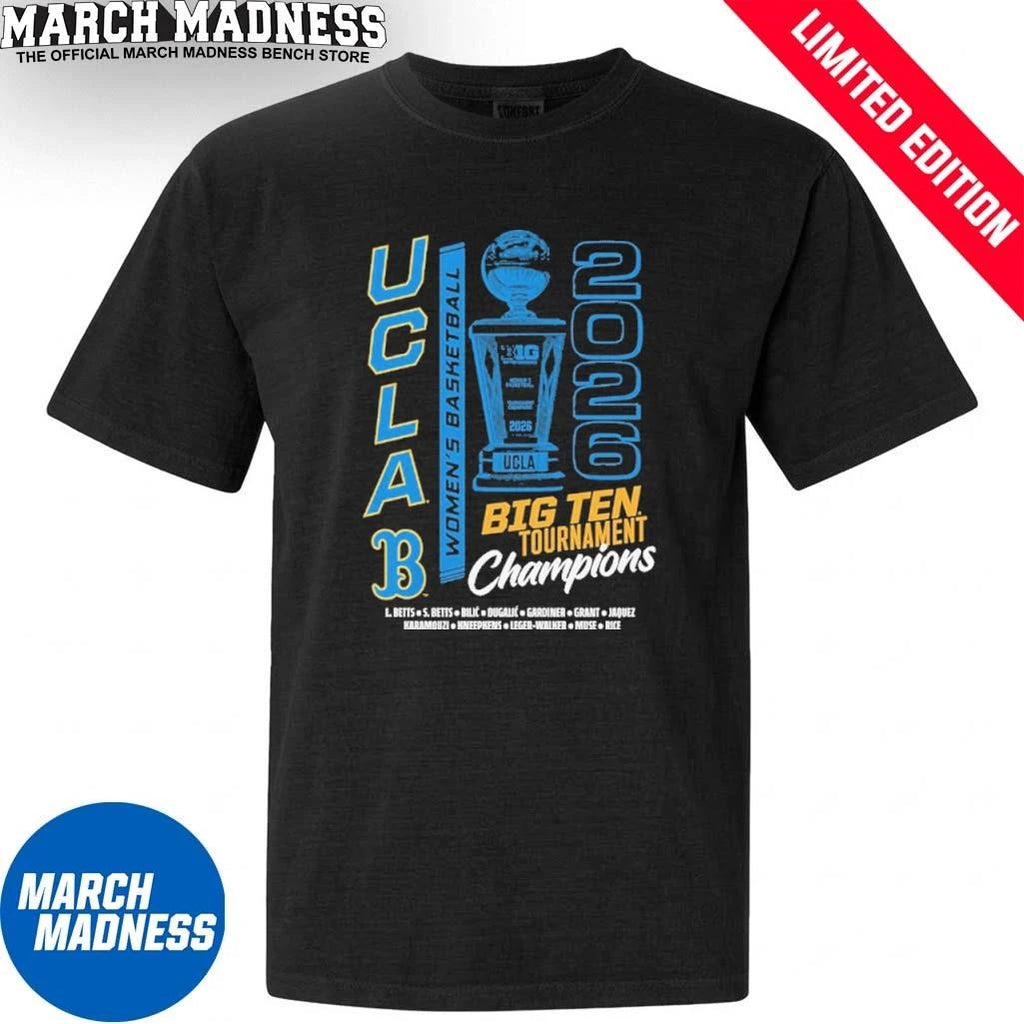 Official UCLA Women’s Basketball 2026 Big Ten Tournament Champions Trophy T-Shirt