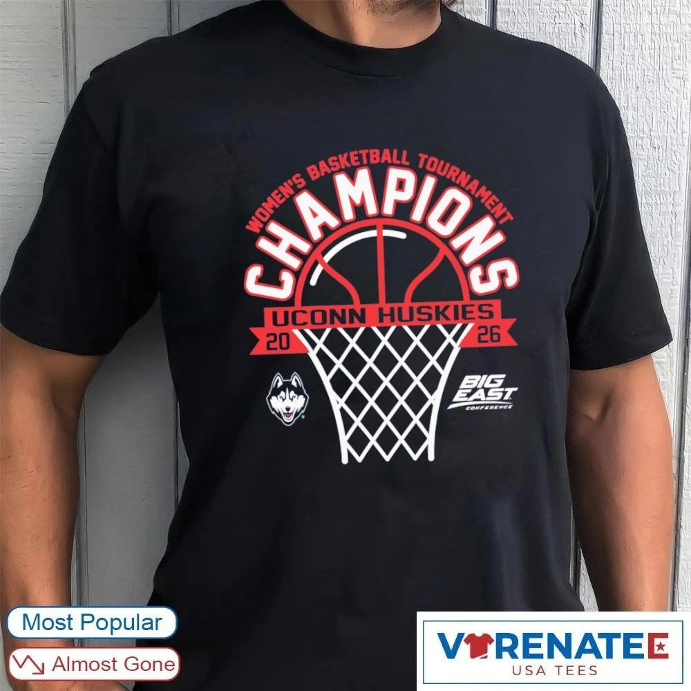 Official UConn Huskies 2026 Big East Women’s Basketball Tournament Champions T-Shirt For Fans