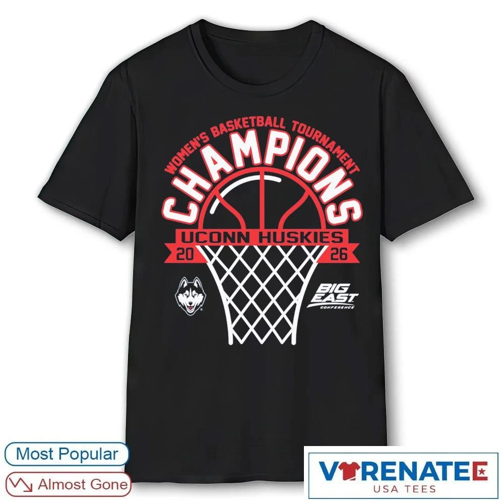 Official UConn Huskies 2026 Big East Women’s Basketball Tournament Champions T-Shirt For Fans