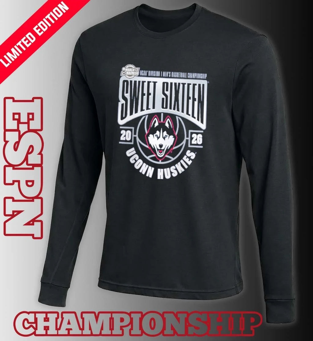 Official UConn Huskies 2026 NCAA Men’s Basketball Tournament March Madness Sweet 16 T-Shirt
