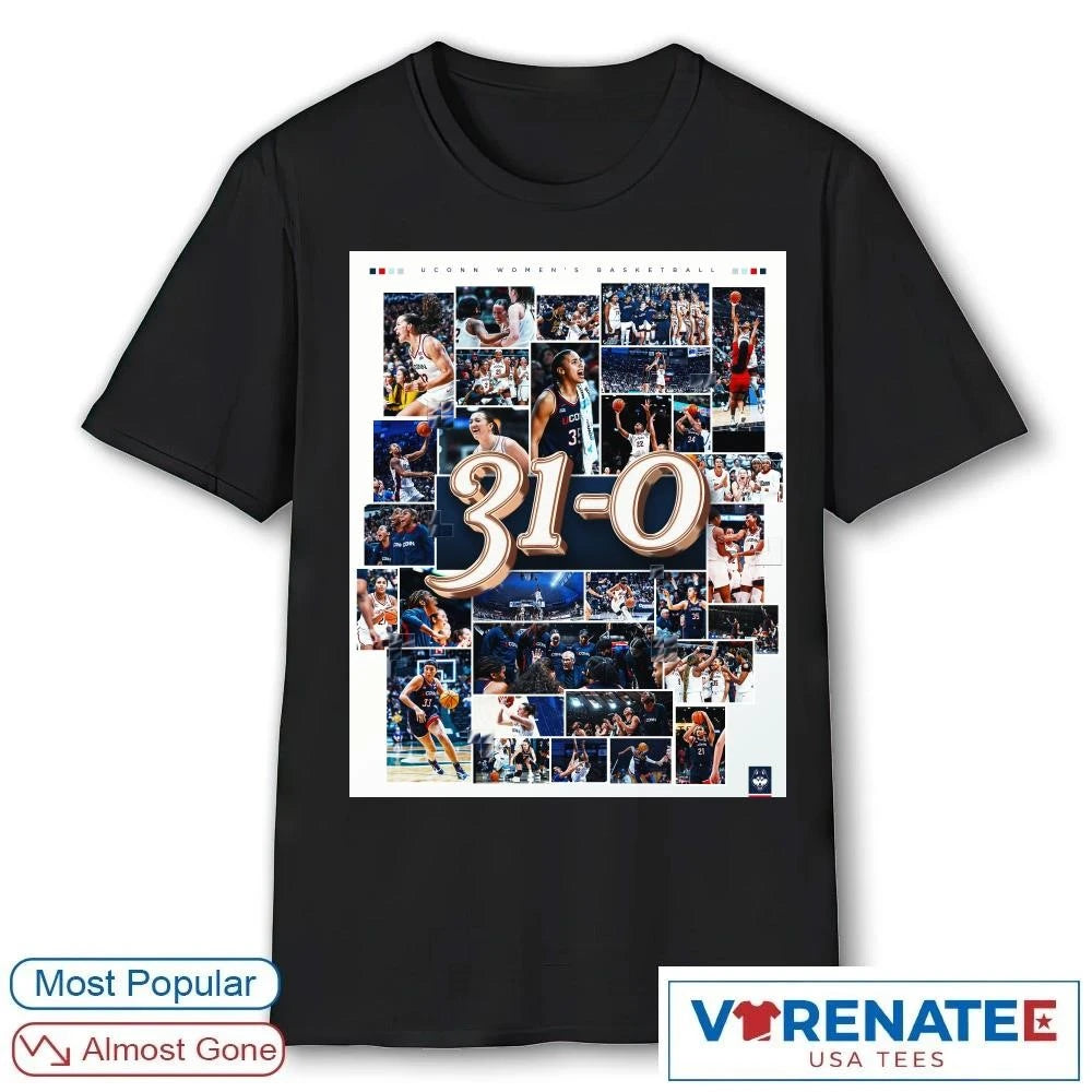 Official UConn Huskies Women’s Basketball 31-0 Undefeated Regular Season In Program History Poster t-shirt