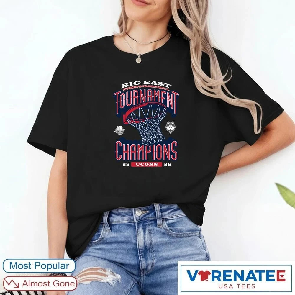 Official UConn Huskies Women’s Basketball Big East Tournament Champions 2026 Locker Room T-Shirt For Fans