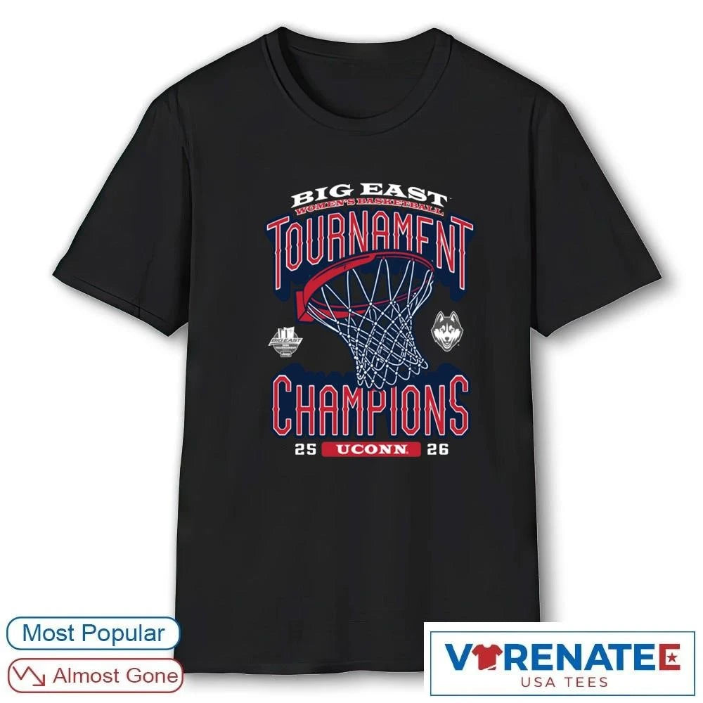 Official UConn Huskies Women’s Basketball Big East Tournament Champions 2026 Locker Room T-Shirt For Fans