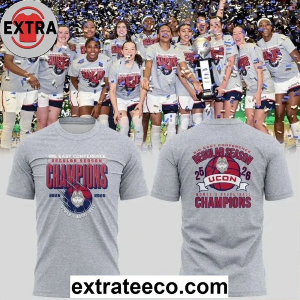 Official UConn Huskies Women’s Big East Conference 2026 Champions Logo Two Sided T-Shirt