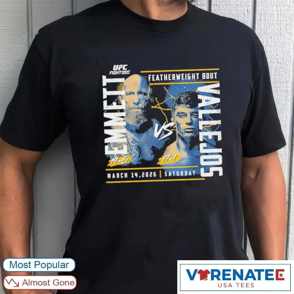 Official UFC Fight Night 2026 Emmett Vs. Vallejos Featherweight Bout T-Shirt
