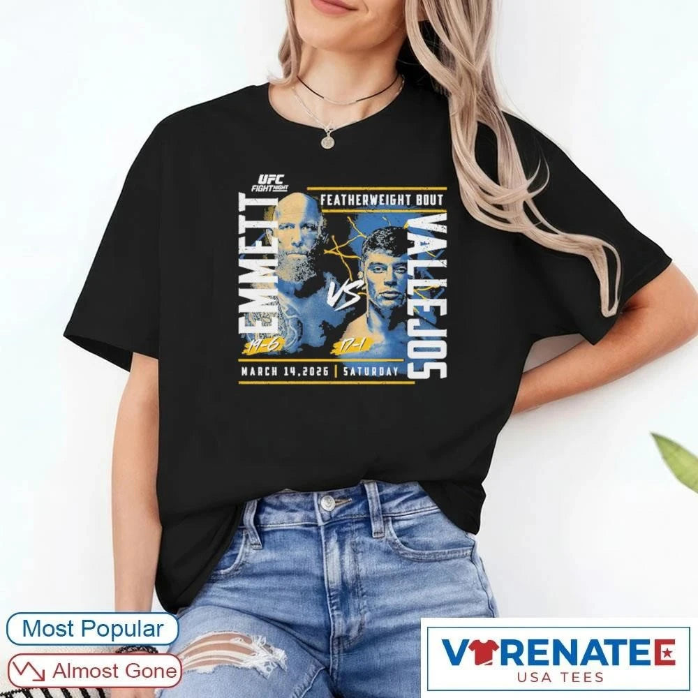 Official UFC Fight Night 2026 Emmett Vs. Vallejos Featherweight Bout T-Shirt